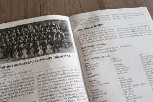 o orkestru in premierni izvedbi skladbe Mirna v brosuri o junijskem dogajanju v Carnegie Hall, foto Lapego